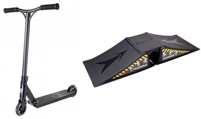 BUNDLE Complete Scooter Shift 450MM (schwarz) + Skater Rampen Set, 3-teilig von BLAZER PRO/HUDORA