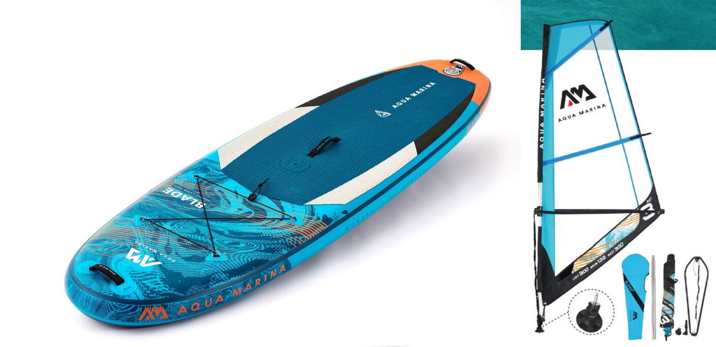 BUNDLE Blade - Windsurf ISUP (320cm×84cm×15cm) + Windsurf Segel Set (3m²) von AQUA MARINA