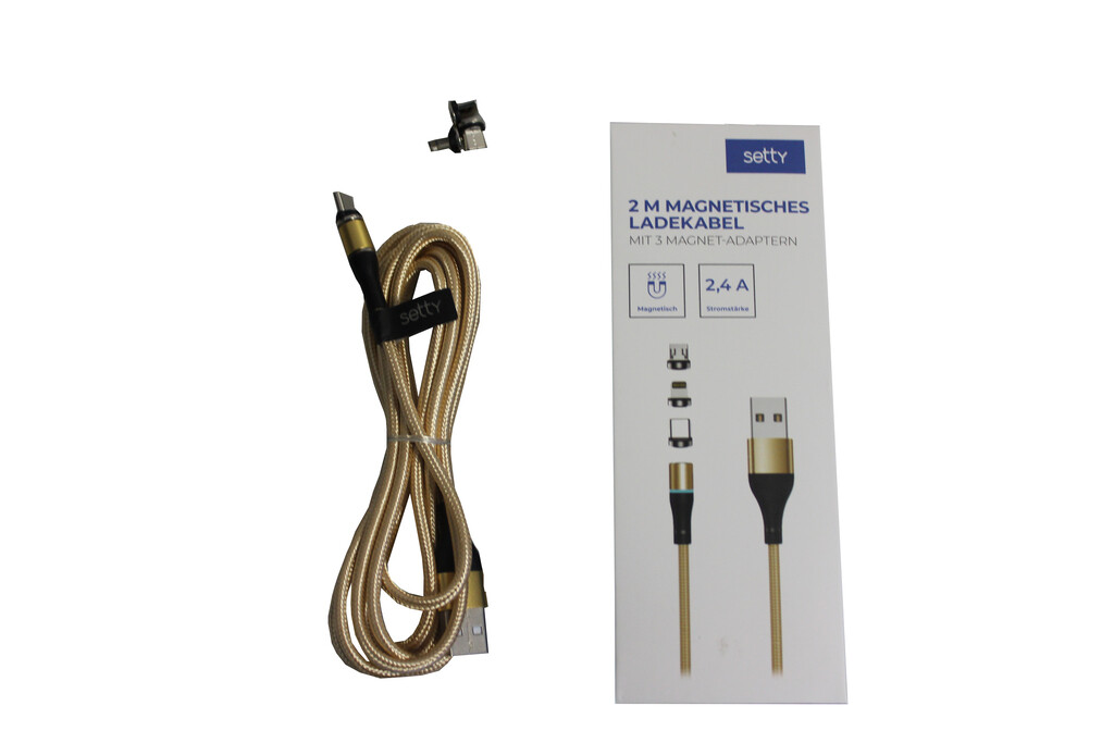 Setty Magnetisches USB Kabel Nylon 2m 2A LED