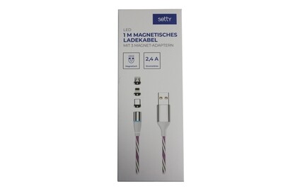 Setty Magnetisches USB Kabel 1m 2A LED