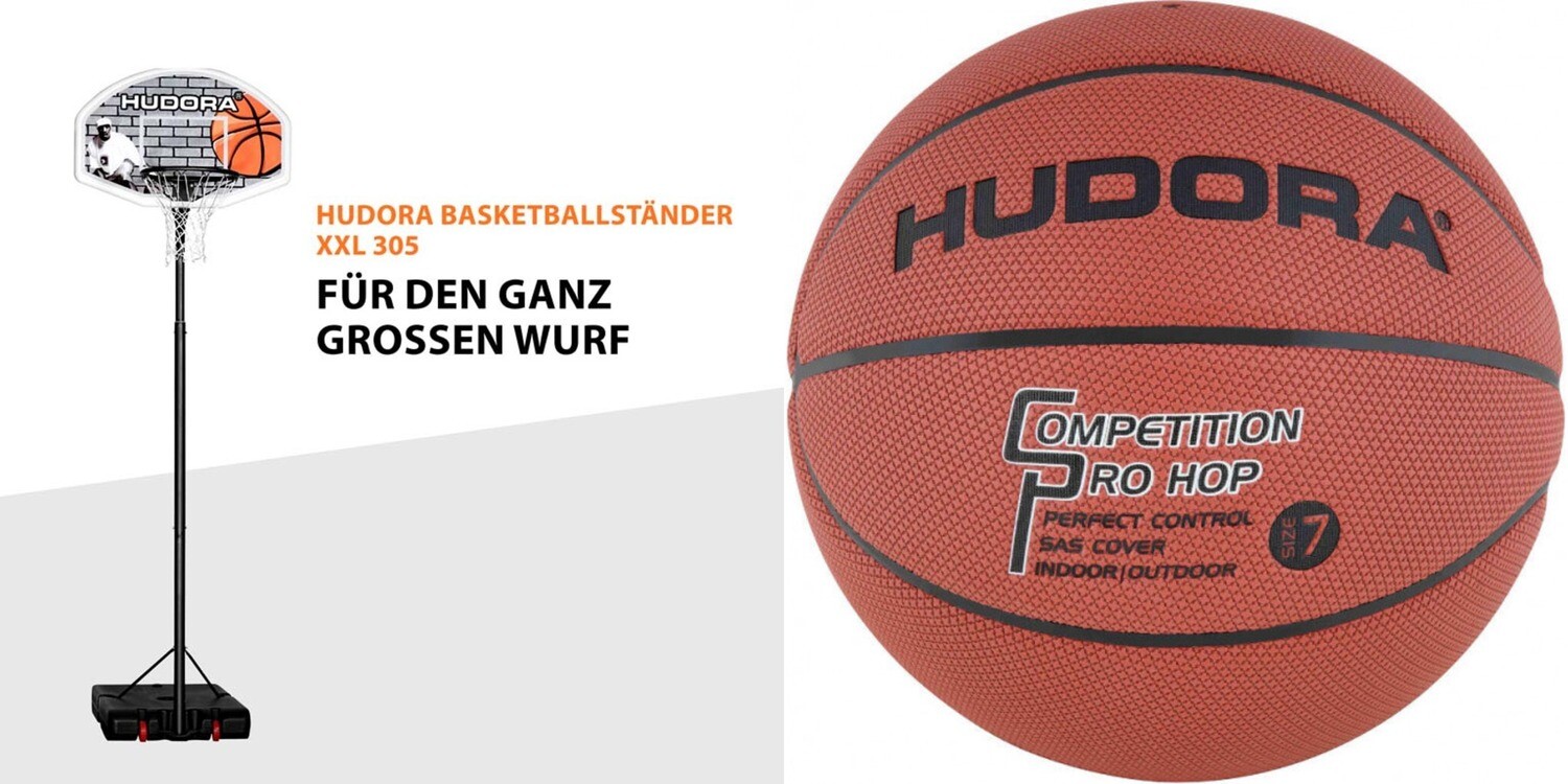 Exklusives Hudora Basketball-Bundle: Basketballständer PRO XXL & Competition Pro Hop Basketball