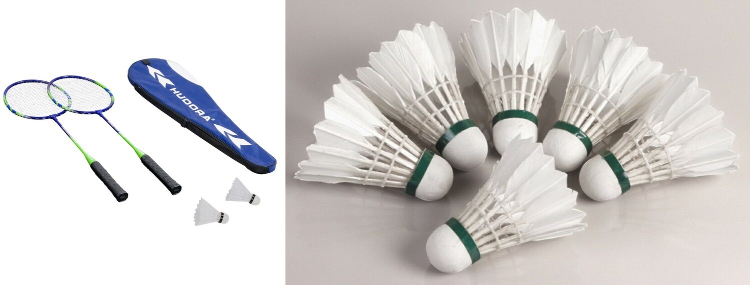 Exklusives Hudora Badminton-Bundle: Winner HD-33 Set & Naturfederbälle Speed 6-er Set