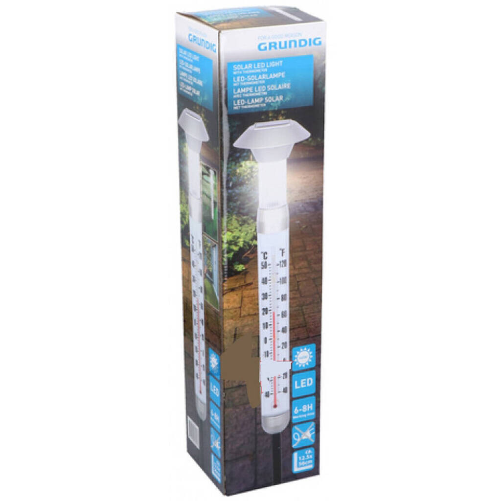 Grundig LED Solar Gartenleuchte mit Thermometer