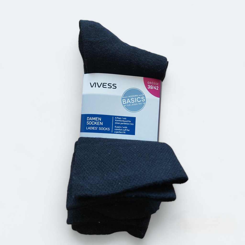 VIVESS Damen Socken mit Komfortbund 6er Pack