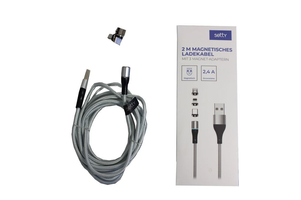 Setty Magnetisches USB Kabel Nylon 2m 2A LED