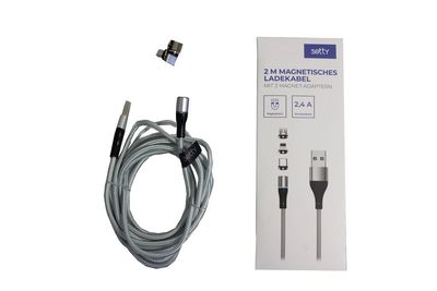 Setty Magnetisches USB Kabel Nylon 2m 2A LED