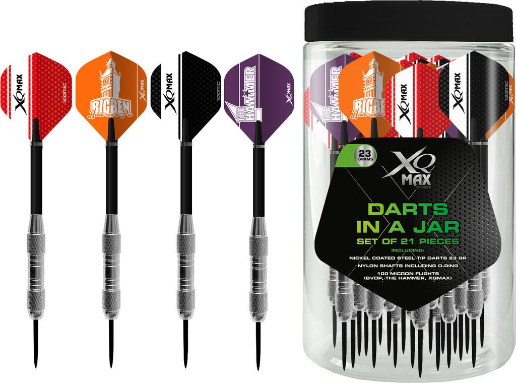 XQ Max Darts im Plastikbehälter