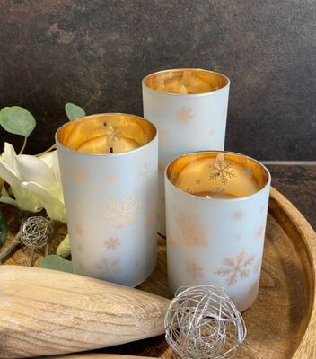 Art Collection Kerze im Glas mit Echtwachs 3D und Timer 3er Set