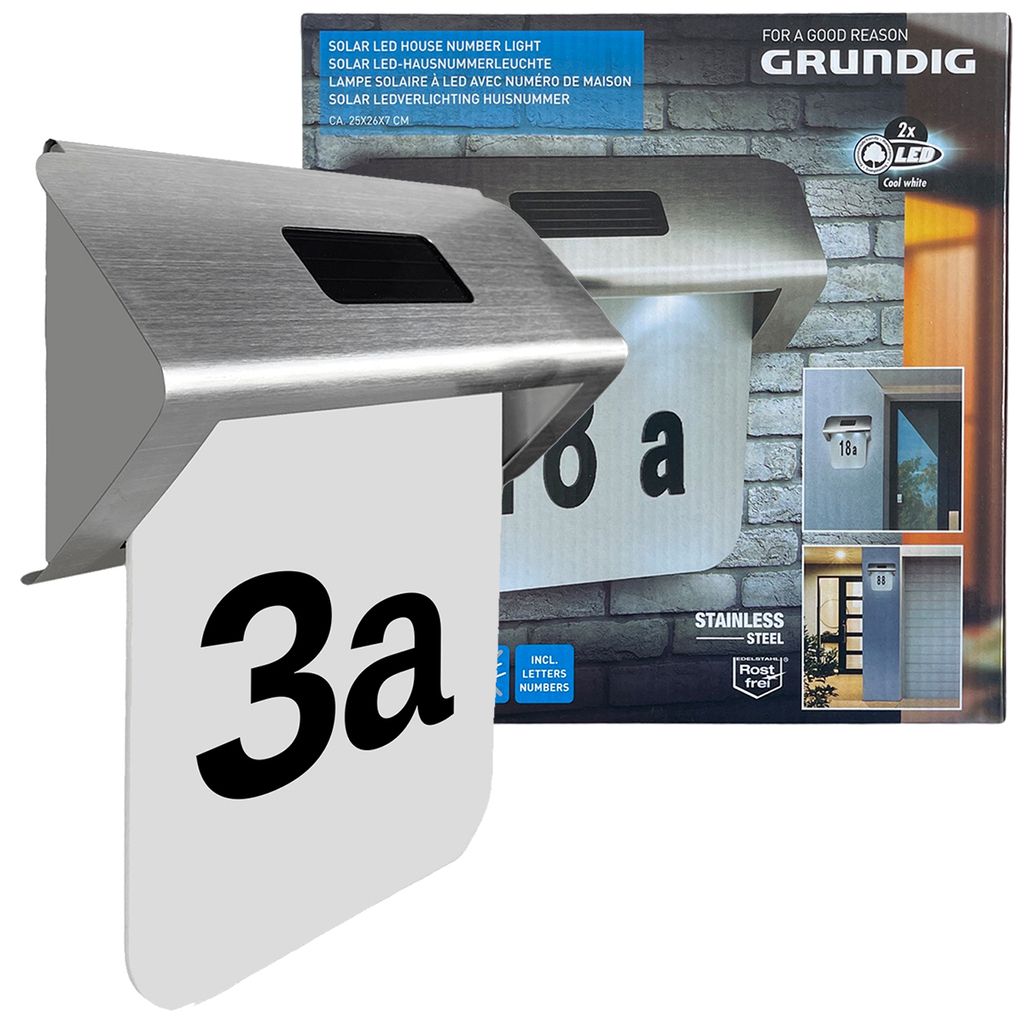 Grundig Solar-LED-Hausnummernschild-Set