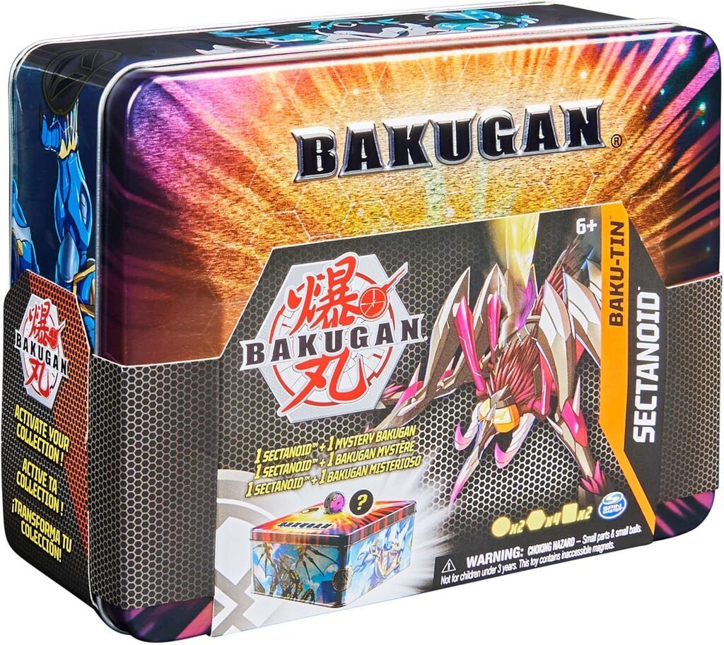 Spinmaster BAKUGAN Baku-Tin, Metall-Aufbewahrungsbox mit exklusivem Darkus Sectanoid 