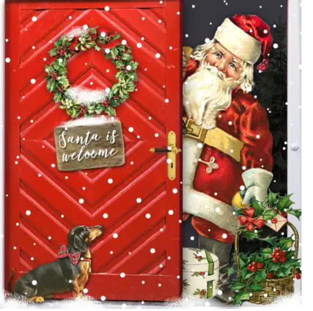 Braun&amp;Company Servietten Weihnachten &quot;Santa is welcome&quot;