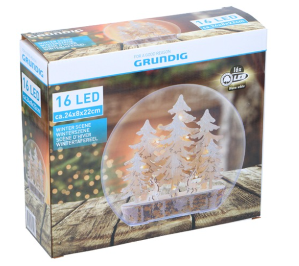 Grundig Winterszene Haus mit LED