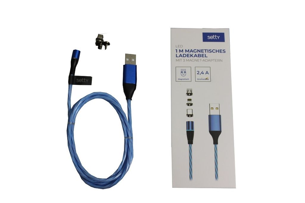 Setty Magnetisches USB Kabel 1m 2A LED