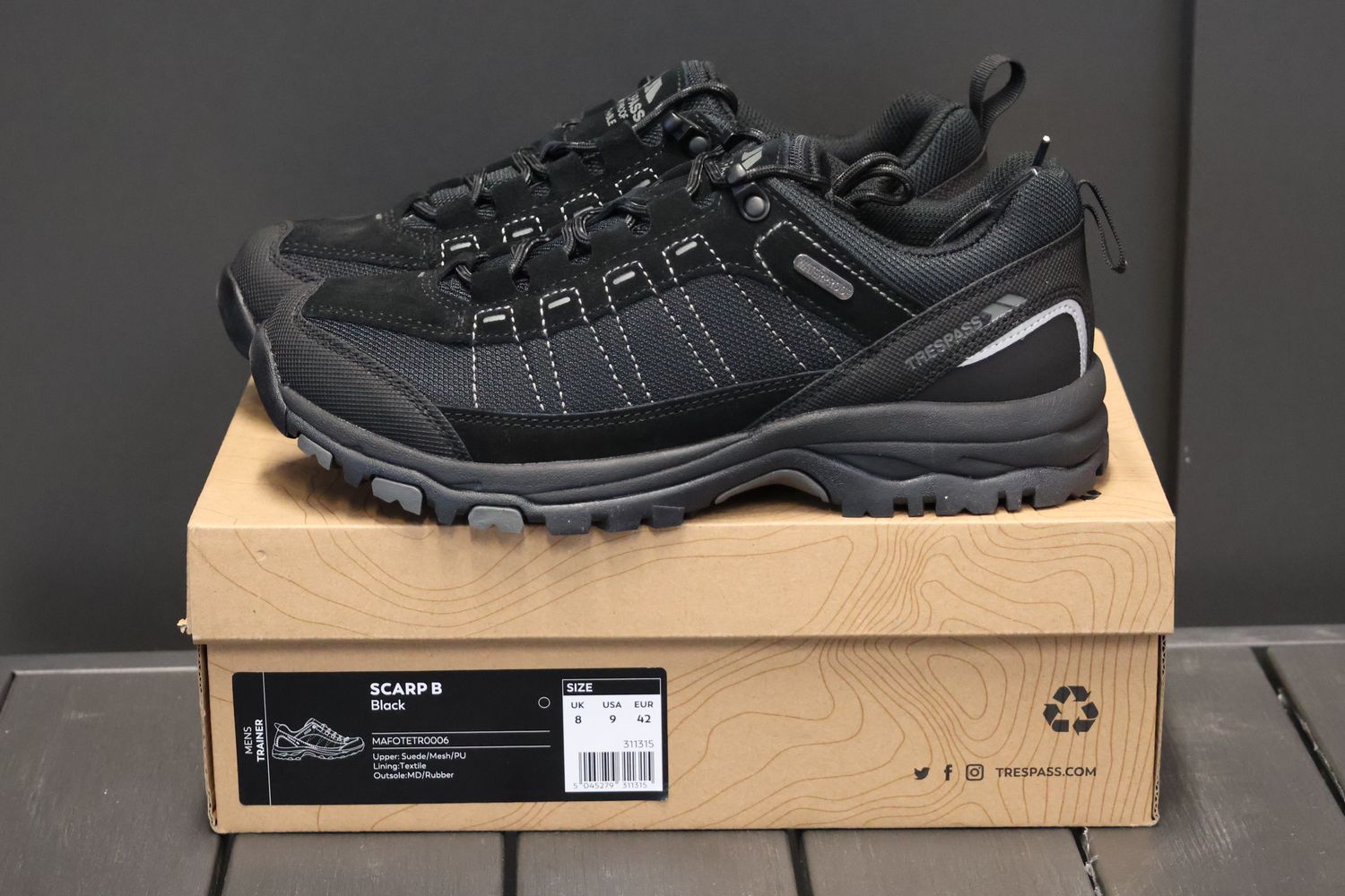 Trespass SCARP B Herren Wanderschuhe (schwarz, 42)