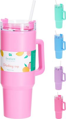 Excellent Houseware Trinkbecher mit Strohhalm