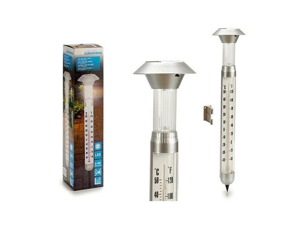 Grundig LED Solar Gartenleuchte mit Thermometer