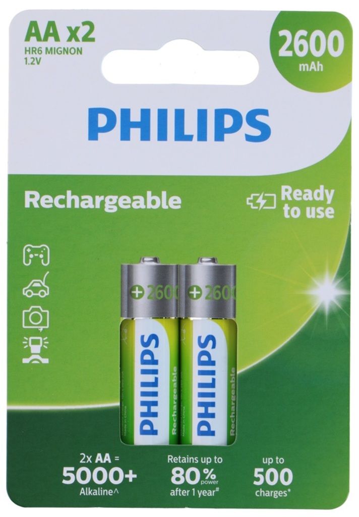 Philips Batterien AA wiederaufladbar 2-er Set