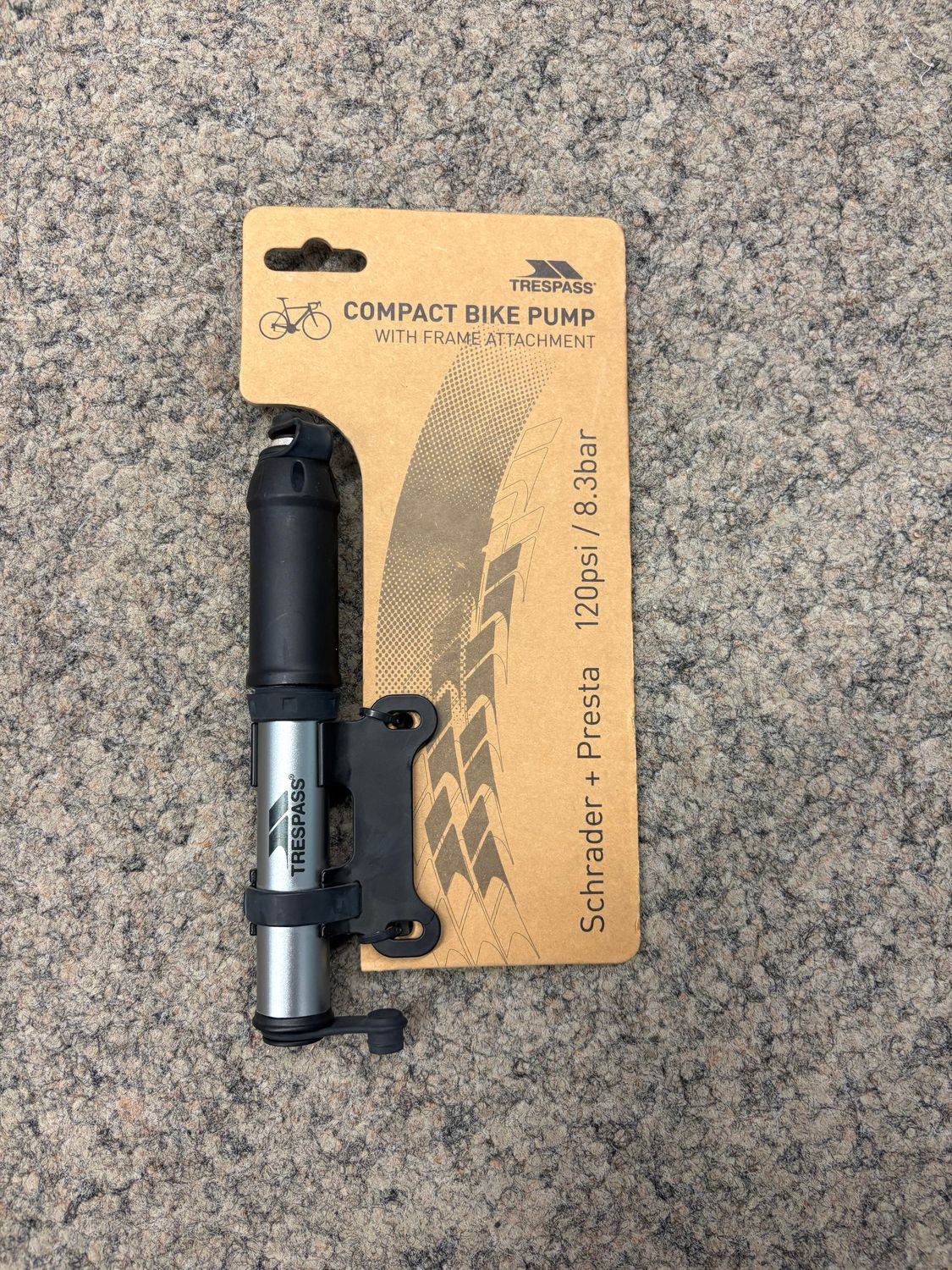 Trespass Compact Bike Pump with Frame Attachment