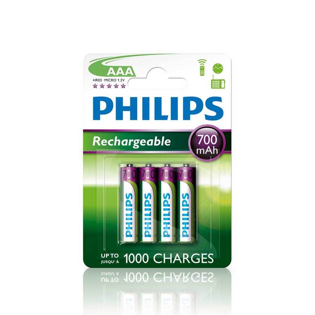 Philips  Batterien Multilife AAA- (R03B4A70) – Wiederaufladbar