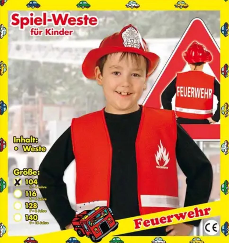Fritz Fries Kinderkostüm Feuerwehr-Spielweste