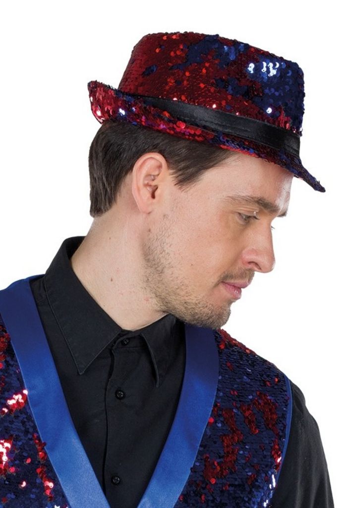 Party People Fedora-Hut Rot mit Wende-Pailletten