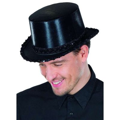 Party People Zylinder mit schwarzem Paillettenband