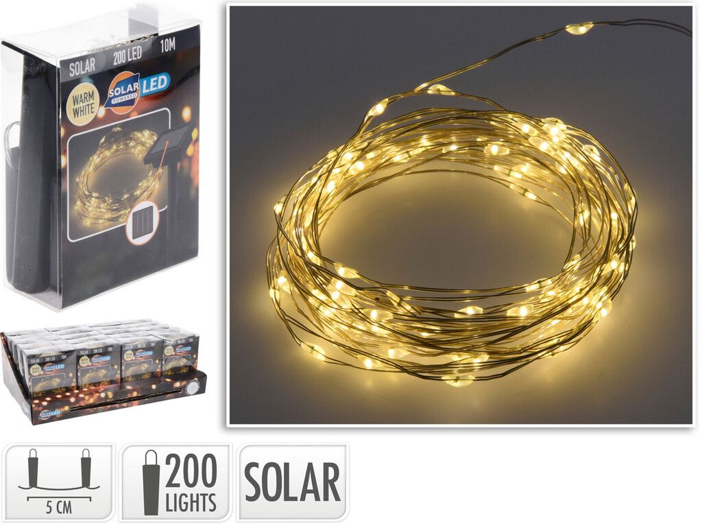 CHAMP Solar LED Drahtbeleuchtung, silberner Kupferdraht