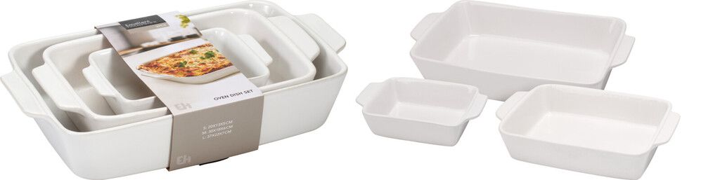 Excellent Houseware Ofenform-Set aus Steingut – 3-teilig