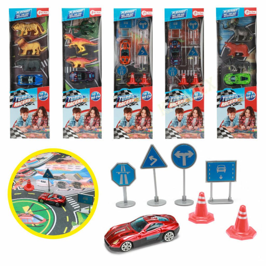 TOITOYS TurboRacers Spielset mit Spielmatte