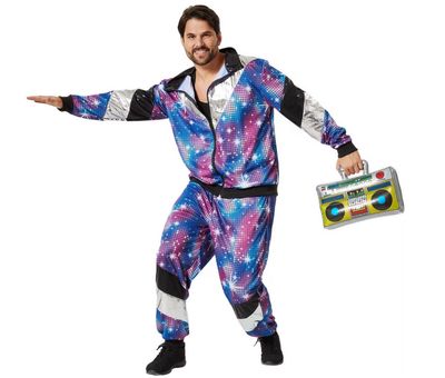 Dress for fun men&#39;s costume &quot;Retro 80s 90s Disco Jogging Suit&quot;