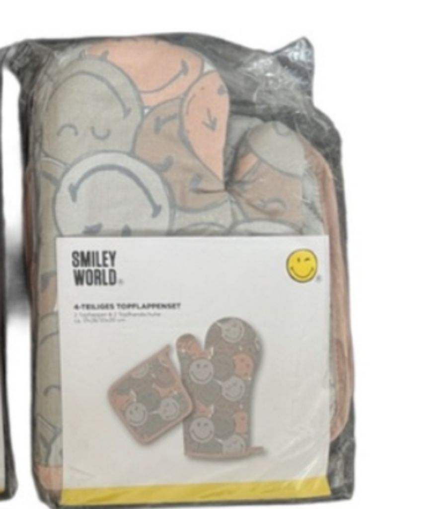CHAMP Topflappen- &amp; Topfhandschuh-Set „Smiley“