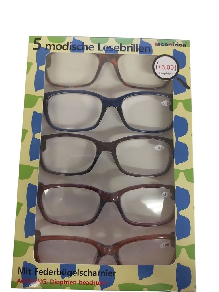 Inca vision reading glasses set of 5