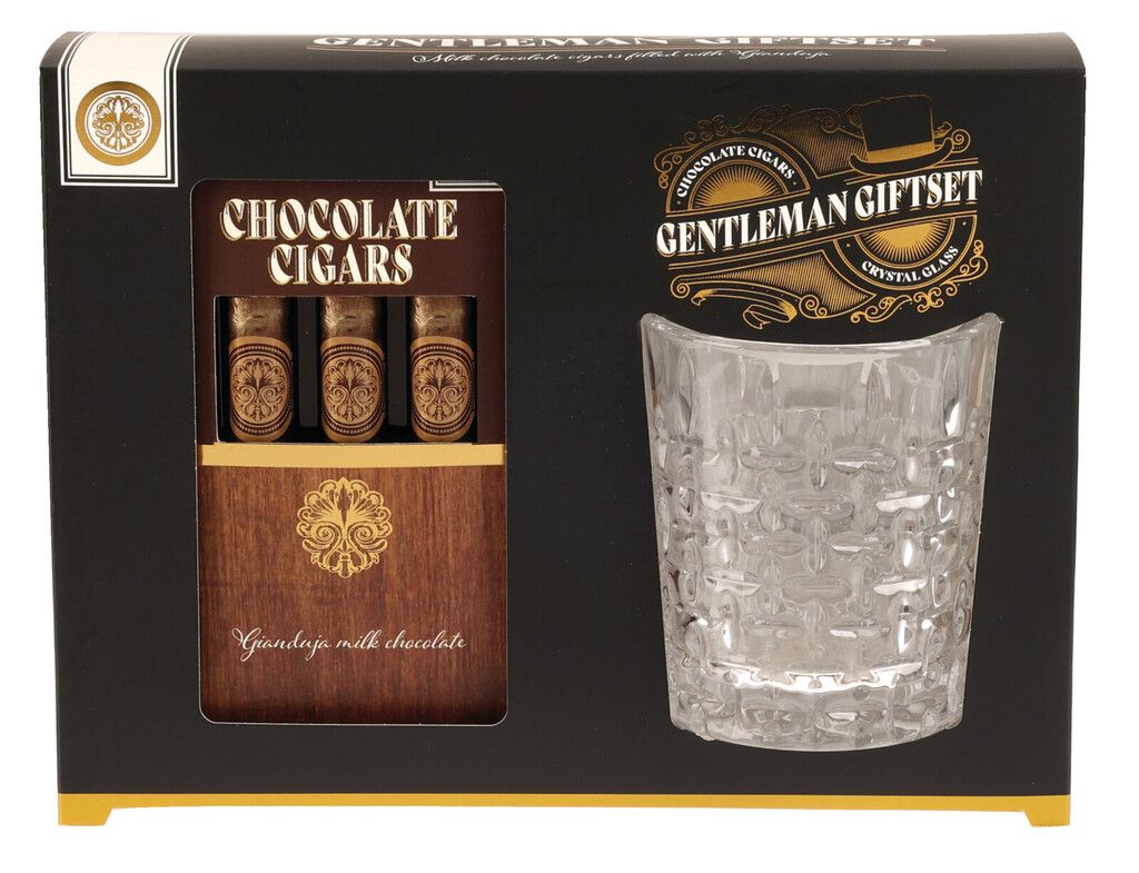 CHAMP Whiskeyglas mit Gianduja-Schokoladenzigarren