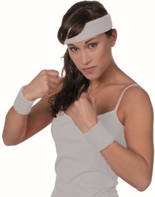 Wilbers Stirnband &amp; Schweißbänder im Retro-Look (weiss)