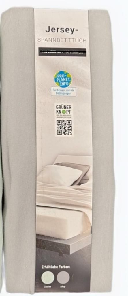 CHAMP Jersey Spannbetttuch (grau, 200 cm × 180-200 cm)
