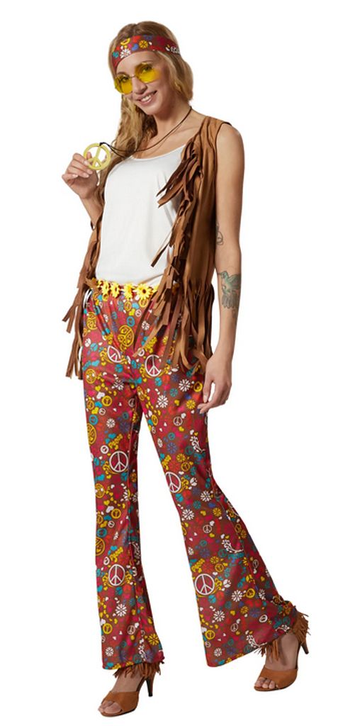 Dress for fun Frauenkostüm Hippie Weste und Hose