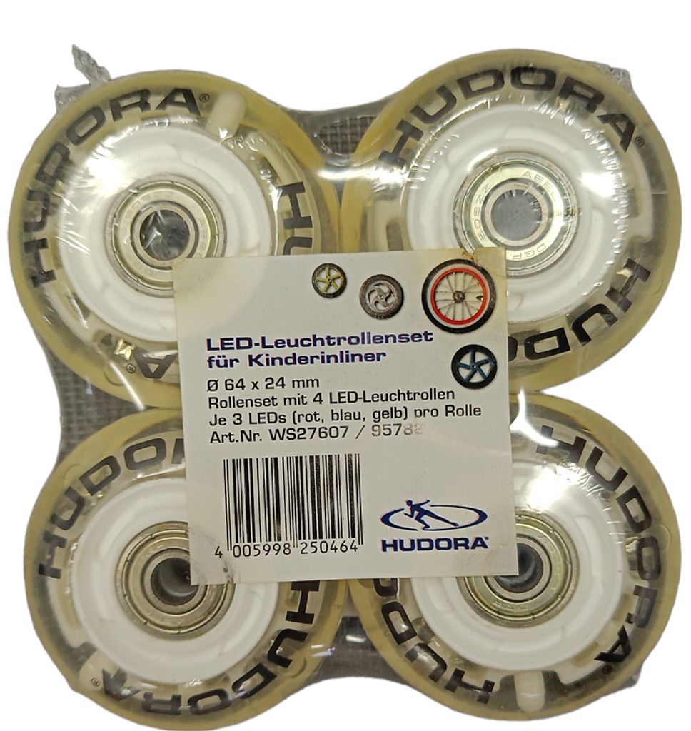 Hudora 4 LED Leuchtrollen für Kinderinliner, 64 x 24 mm (WB)