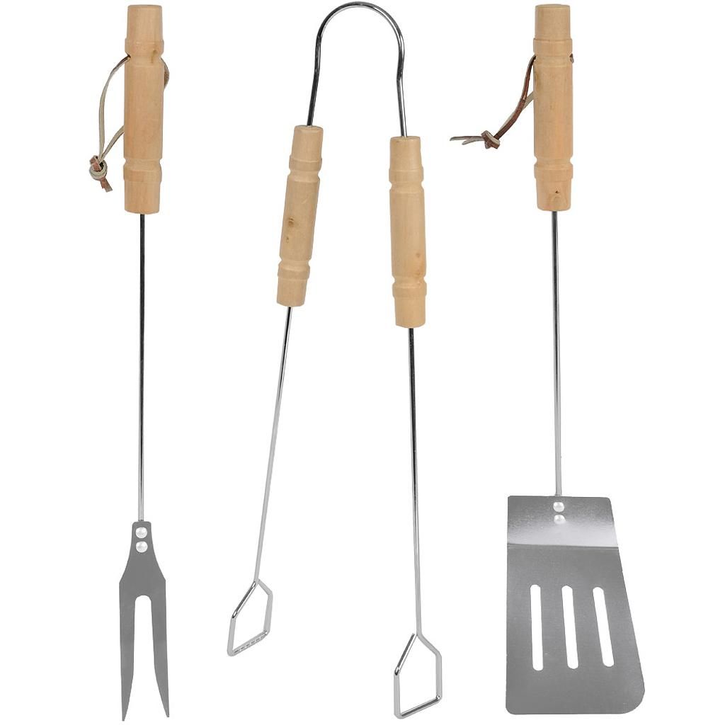 BBQ Collection Grillbesteck 3-tlg. mit Holzgriffen 