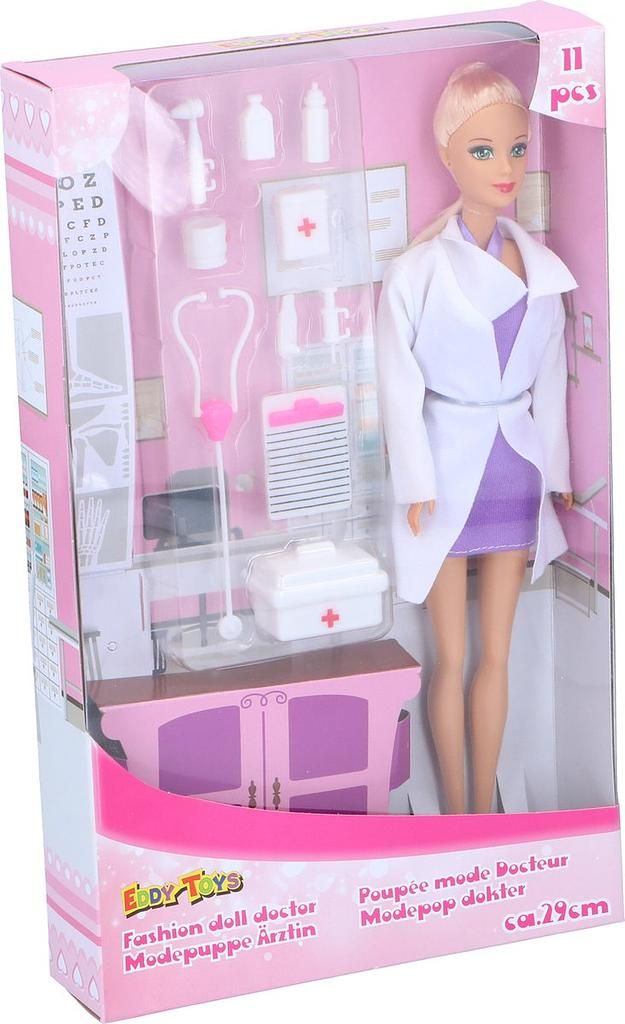 Eddy Toys Modepuppe &quot;Ärztin&quot;, 11tlg.