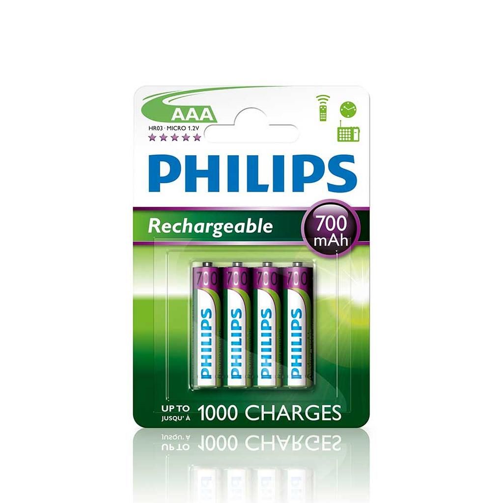 Philips  Batterien Multilife AAA- (R03B4A70) – Wiederaufladbar