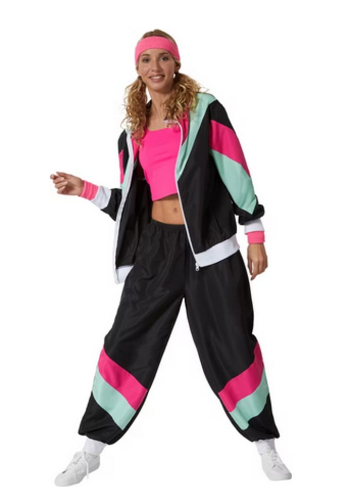 Dress for fun Damenkostüm Retro 80er 90er Jahre Jogginganzug Ugly