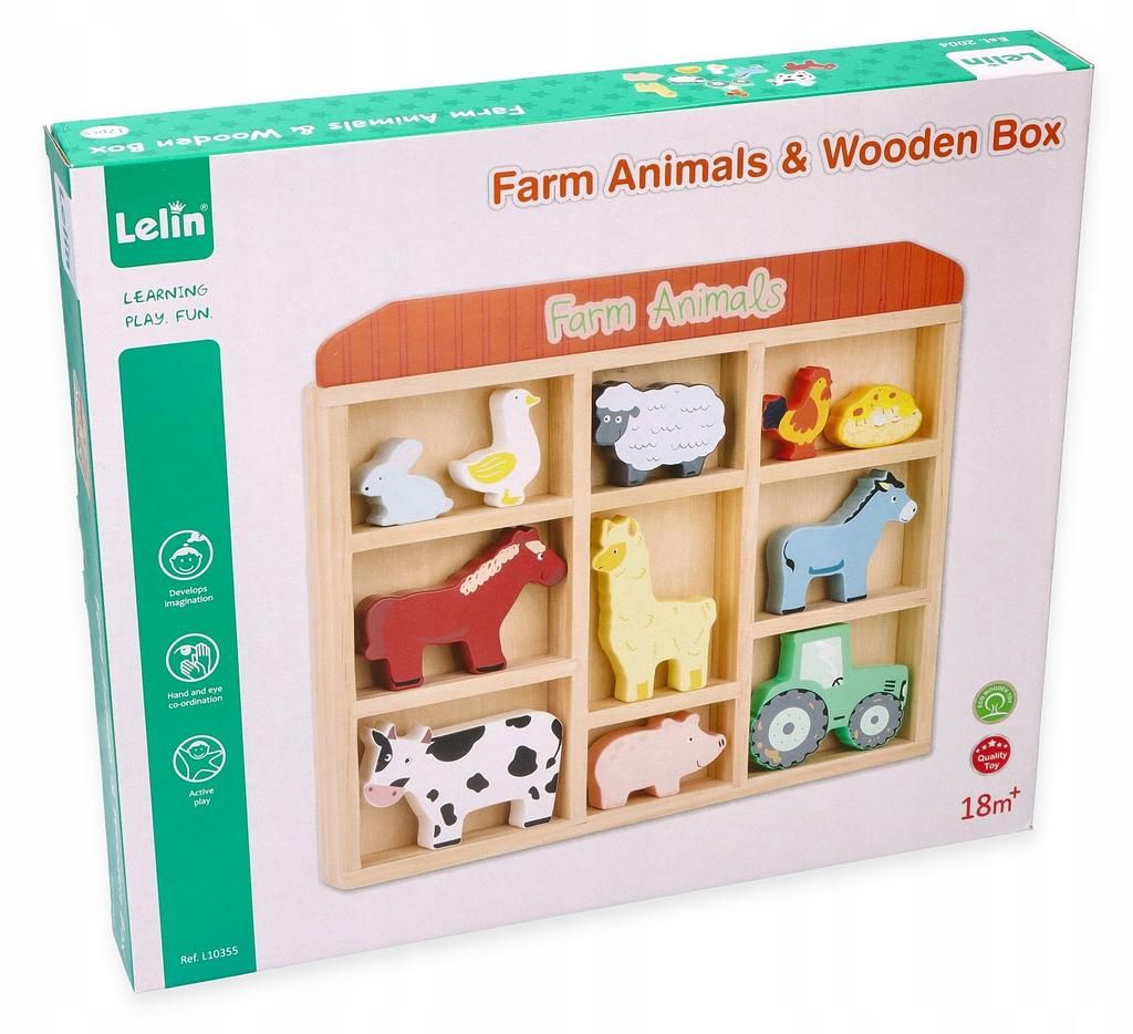 Lelin Bauernhoftiere &amp; Holzbox