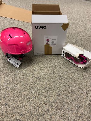 Set casco da sci con maschera da sci per bambini (rosa)