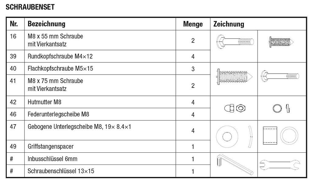 Hudora 1 screw set (WB)