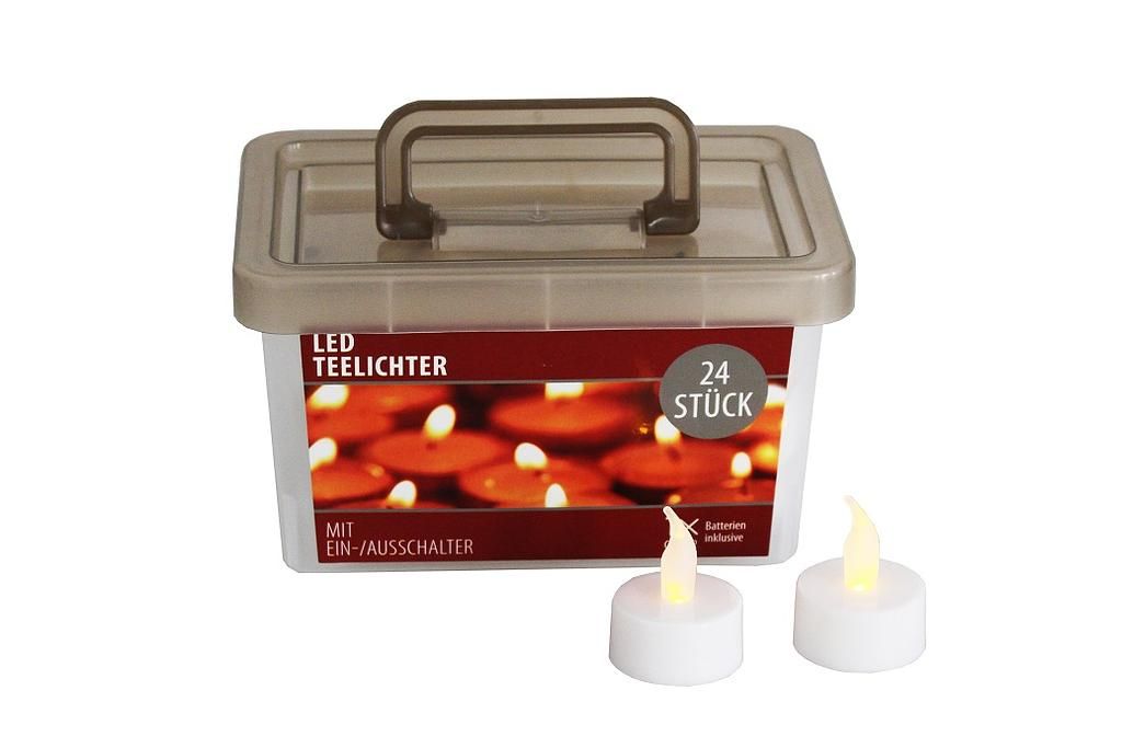 CHAMP tea lights, 24-pack including batteries