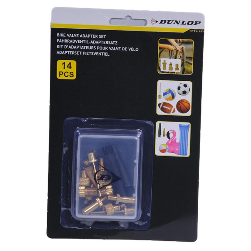 Dunlop bicycle valve adapter set, 14 pieces