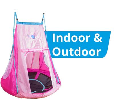 Balançoire nid Hudora avec tente en forme de cœur 110