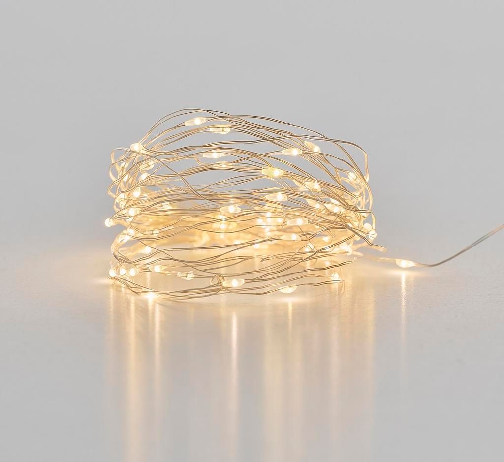Christmas wire string lights, 100 bulbs, with timer, indoor use