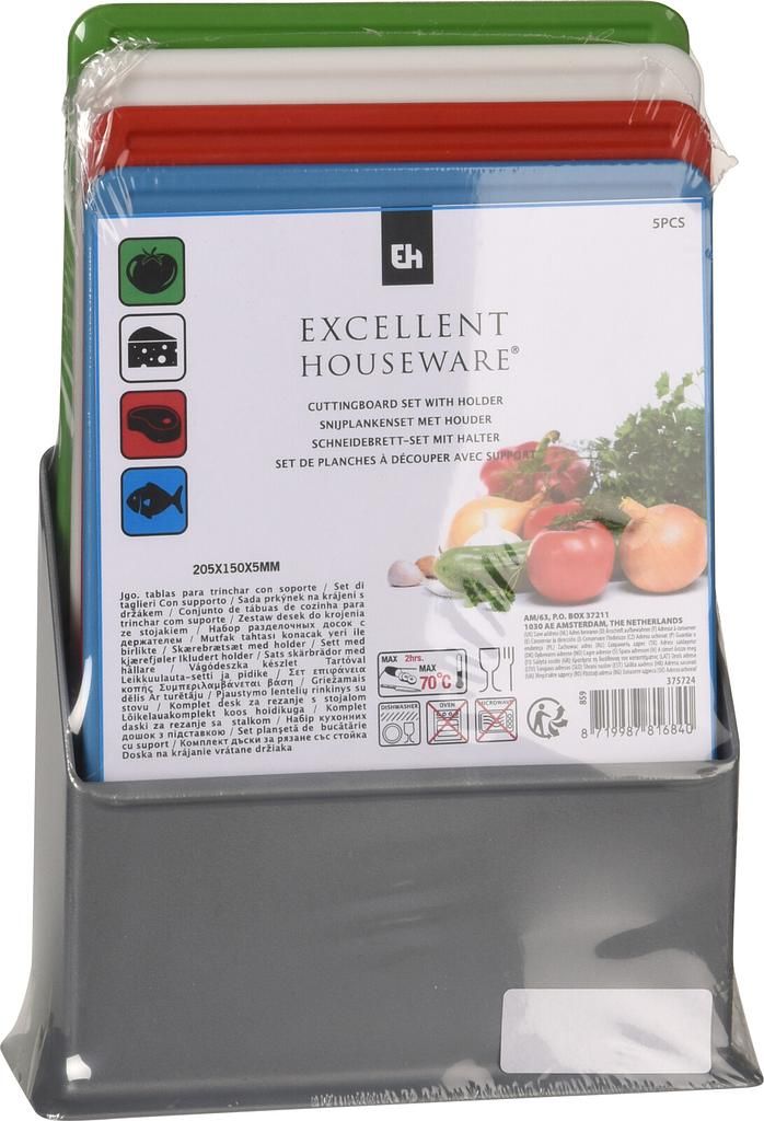 Excellent Houseware Cutting Board 4-Piece Set in Holder