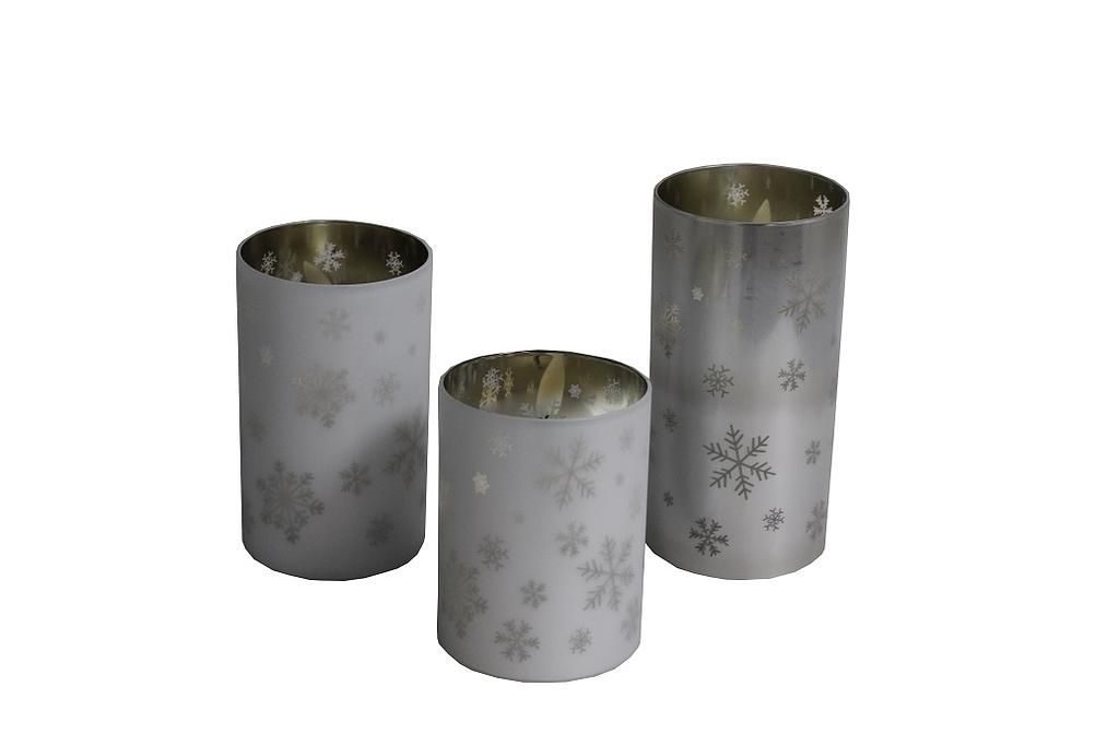 Art Collection Candle in Glass with Real Wax 3D and Timer, Set of 3